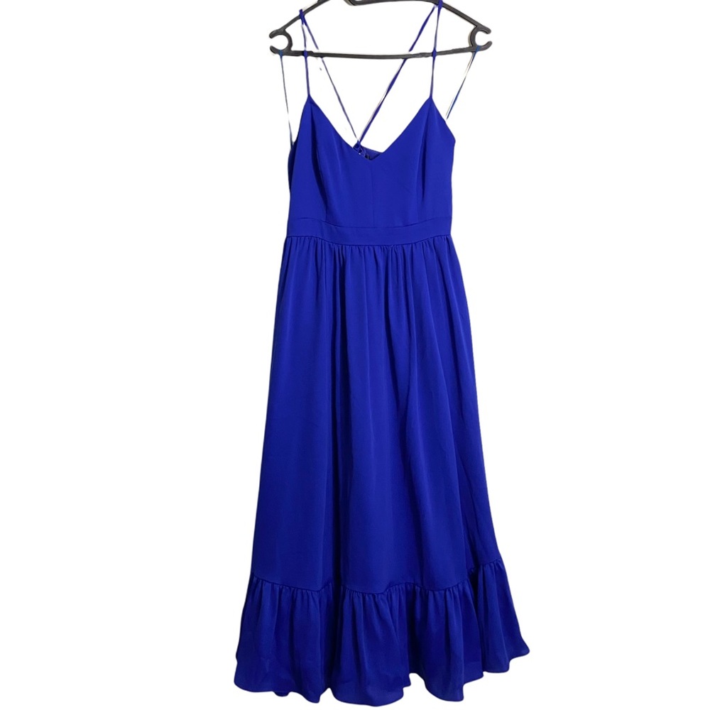 J. Crew Tall Blue Drapey Spaghetti Strap Dress